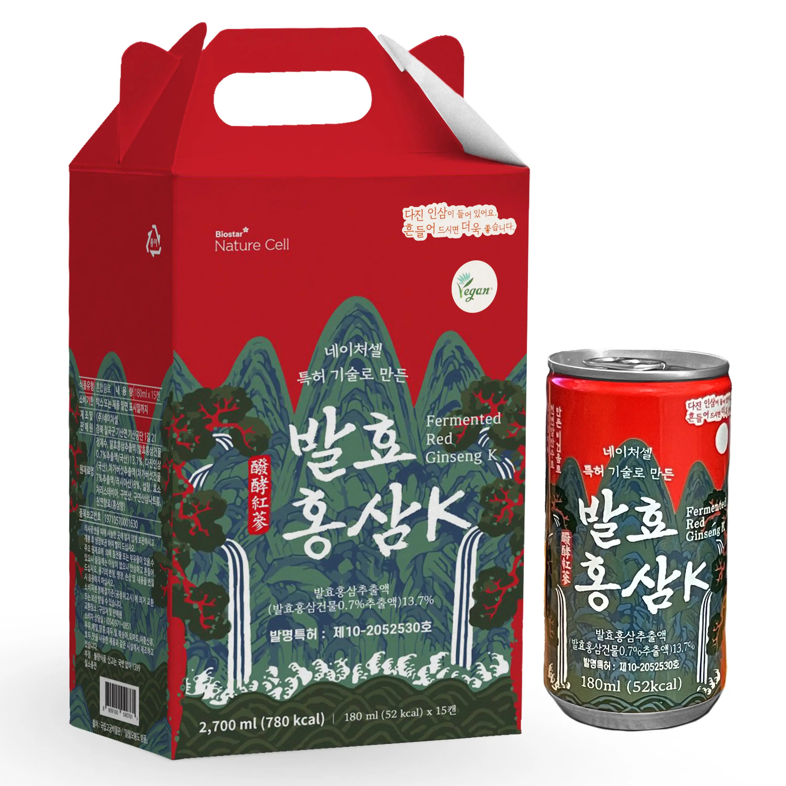 Premium Fermented Red Ginseng Drink with Chaga Mushroom – Low Calorie Wellness Beverage (15 Cans × 180ml)