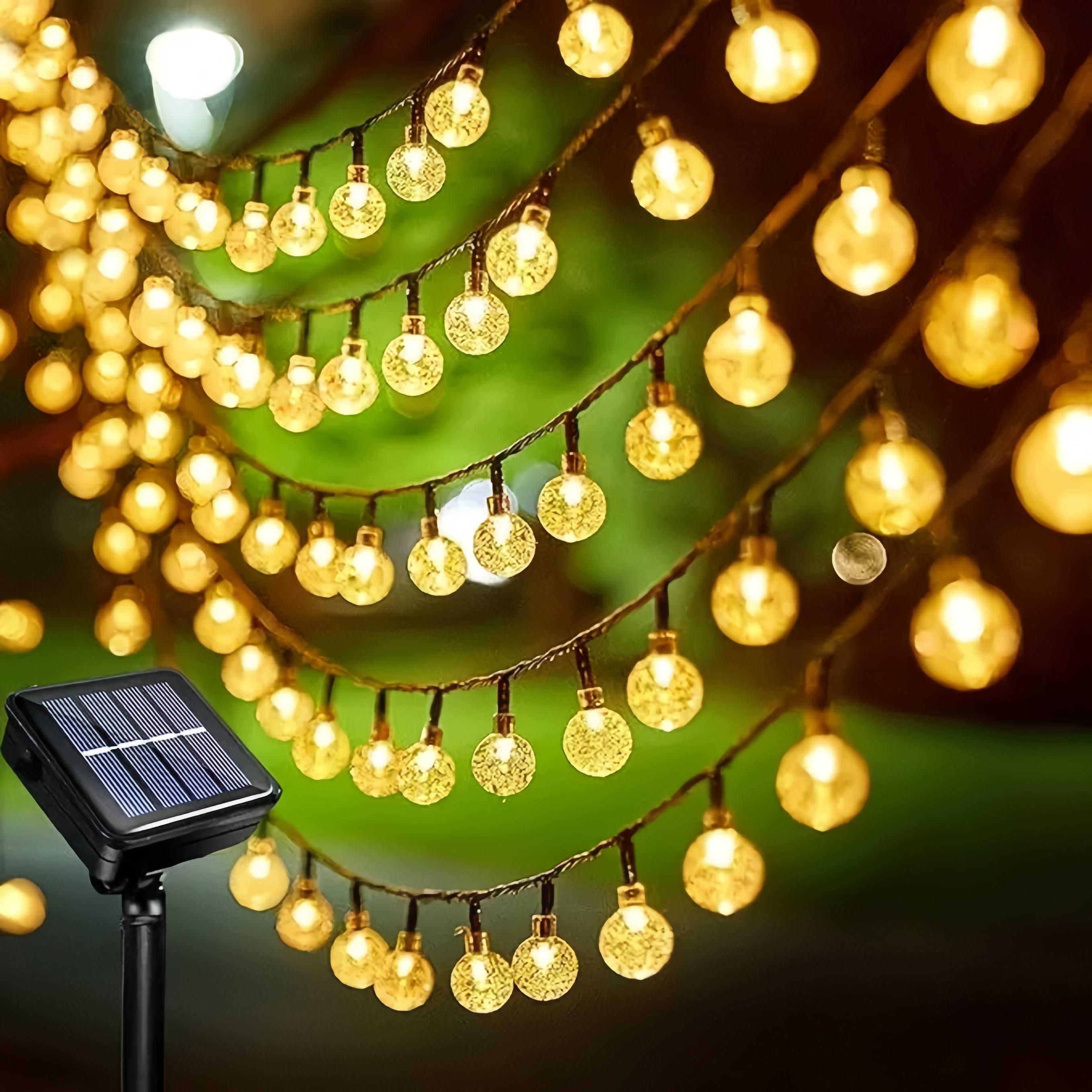 100LED  bulb globe, length 39.3 feet, solar powered, 8 flashing modes  , outdoor camping waterproof patio decorative , can be used for Valentine's Day, Easter, all kinds of festivals, birthday wedding decoration Fairy Lights