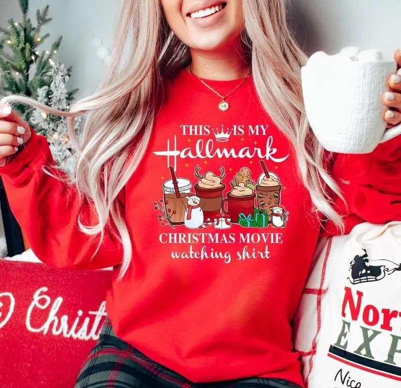 [Sale off up to 50%] This Is My Hallmark Christmas Movie Watching Sweatshirt, Christmas Movies Shirt, Hallmark Christmas Movies Shirt, Holiday Sweatshirt, streetwear graphic tee