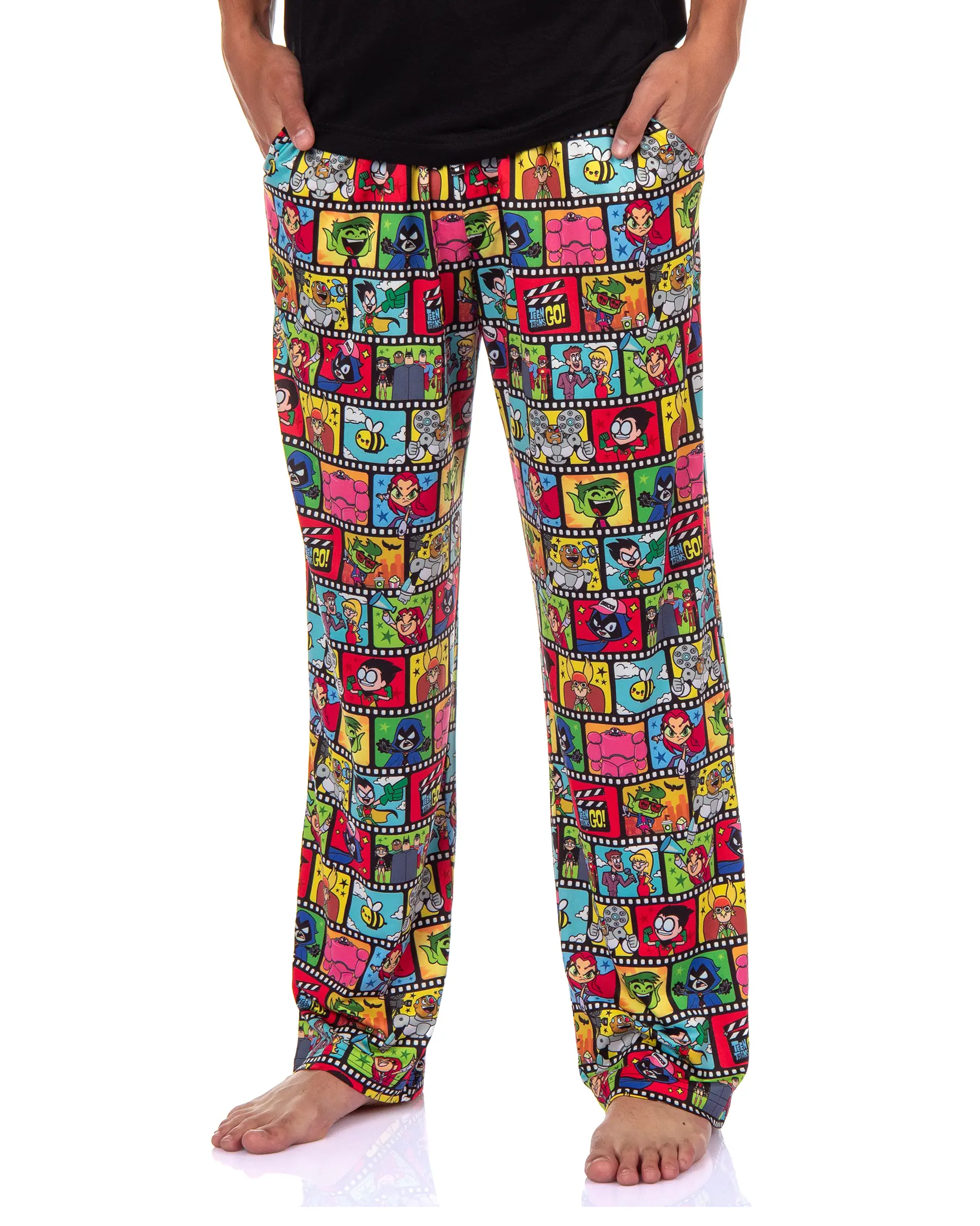 DC Comics Teen Titans Go Pajama Pants Men's Characters Film Strip Lounge Sleep Bottoms Loungewear