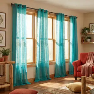 Window Wear 4 Panels 34X95Inch Stylish Slub Bamboo Yarn Semi-Sheer Curtains For Specific Size Needs Home Textile Decor L12