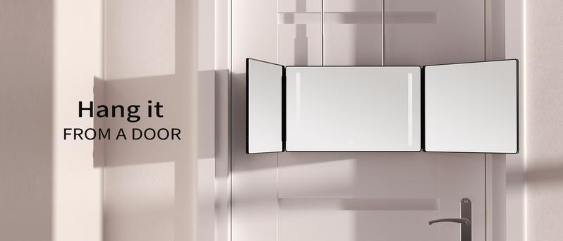 Umitec Adjustable LED Light 3 Way Mirror, Portable Trifold Mirror for Shaving, Grooming, Hair Styling, Dye Hair, Makeup, Braiding, 360 Degree Mirror Umitec Adjustable LED Light 3 Way Mirror, Portable Trifold Mirror for Shaving, Grooming, Hair Styling, Dye Hair, Makeup, Braiding, 360 Degree Mirror