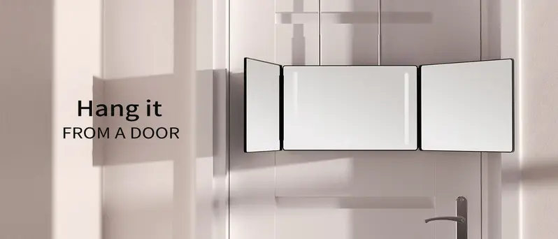Umitec Adjustable 3-Way LED Mirror - Adjustable Portable Trifold Vanity Mirror for Shaving, Grooming, Cool Gifts for Adults, Christmas Gifts for Husband