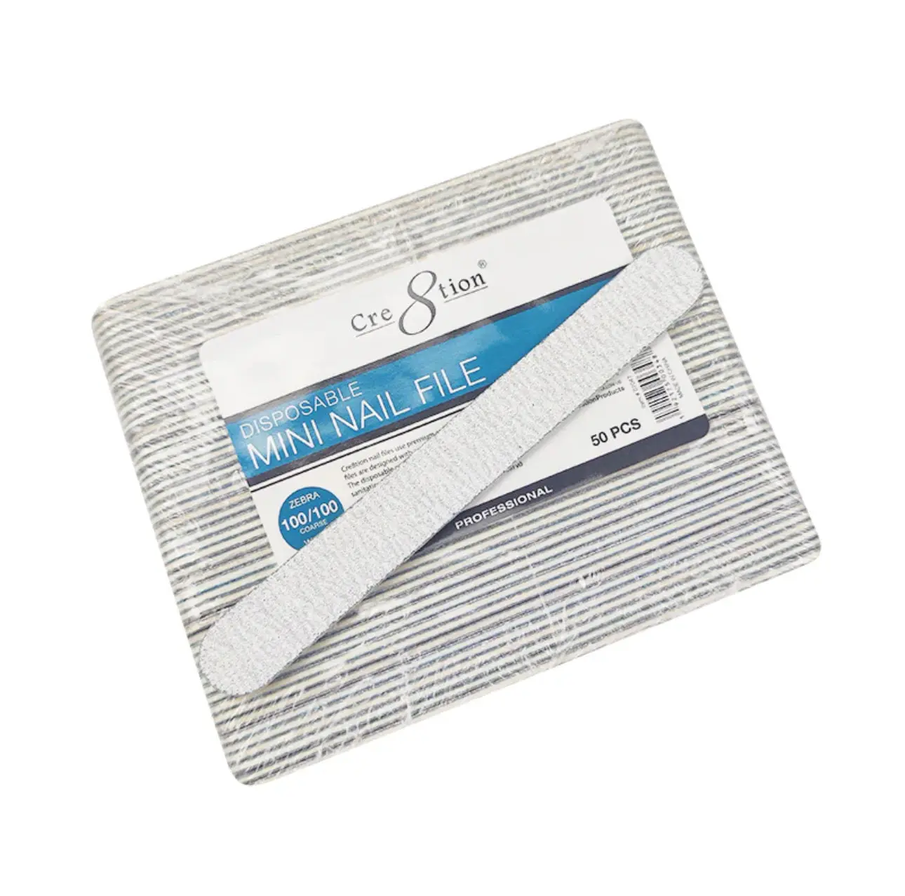 Cre8tion Disposable Mini Zebra Nail Files, Nail Care Product, Nail Tech Supplies
