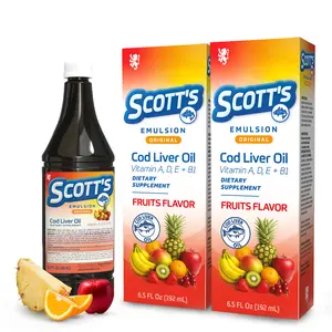 Scott's Emulsion Cod Liver Oil for Kids – Supports Growth, Immunity & Bone Health – Fruit Flavor – Rich in Omega 3 & Vitamins A+D – 6.5 Fl Oz (2 Pack)