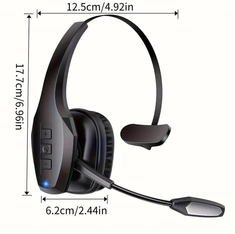 Noise Cancelling Bluetooth Headset A19 Wireless Headphones for Truck Driver PC Use with 32 Hours Talk Time & 53 Hours Music Playback
