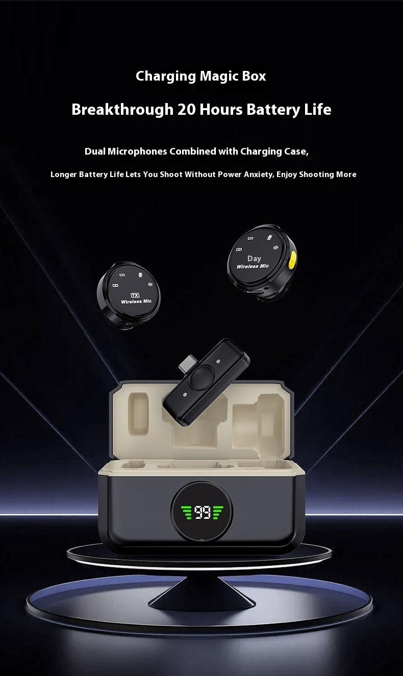 Wireless Lavalier Microphone for iPhone iPad AndroidWith Charging Case Audio Smartphone AudioSmartphone Portable Noise Cancellation Clip LapelReceiver Equipment Device Recording Usb Wearablewireless microphone streaming equipment。Black Friday