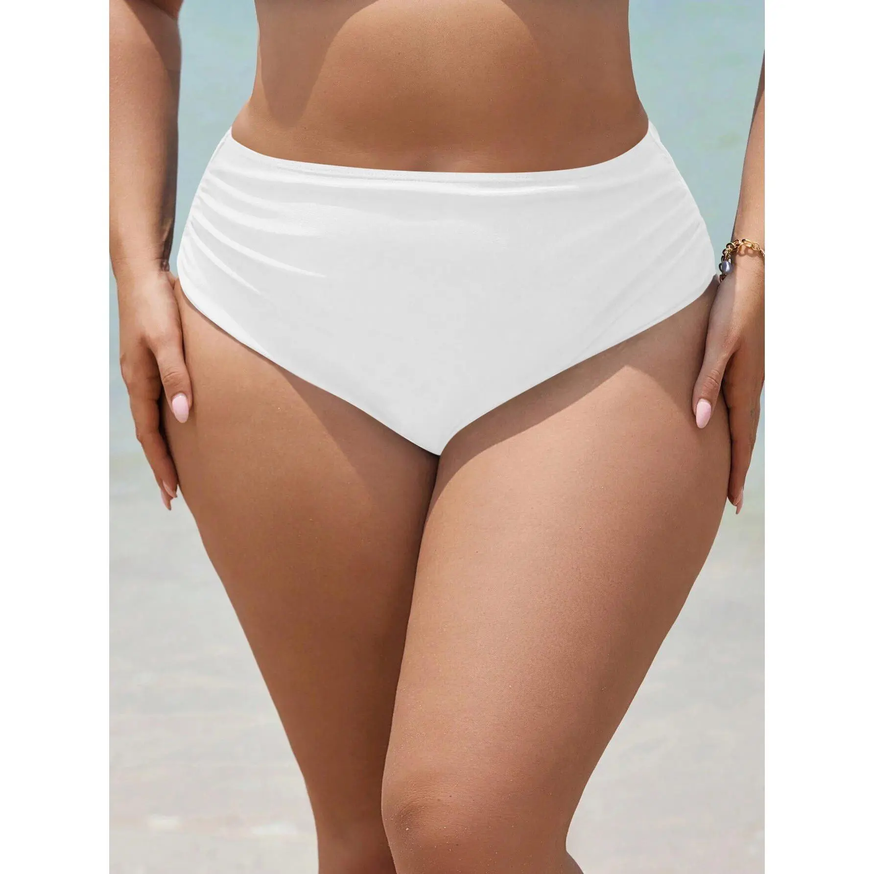 SwimWeek LEOPARD Women's High-Waisted V-Cut Ruched Back Scrunch Butt Swim Shorts, Anti-Odour Tie-Side Adjustable Fit Bikini Bottoms (Surfwear for Water Activities)