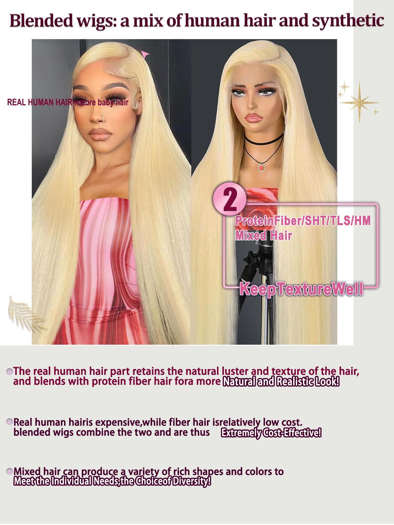 32 Inch 613 Lace Front Wig Human Hair 200 Density Straight Blonde Glueless Wig GK 32 Inch 613 Lace Front Wig Human Hair Blonde 13X6 HD  main image 4