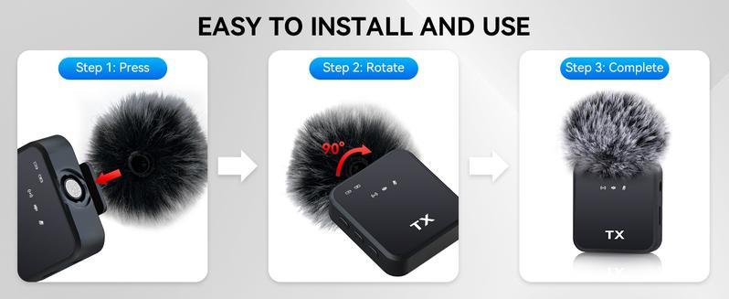 2-Pack Wireless Lavalier Microphone,for iPhone/Android/Camera, 328ft Transmission, 18H Battery Life, Mini Microphone for Record Interview, Vlogs, YouTube