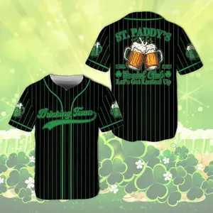 St Patrick's Day Drinking Team Baseball Jersey, Irish Beer Social Club Jersey, Lucky Clover Shamrock Jersey, St Paddy’s Day Party Gift