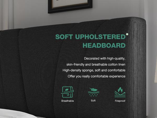 Novilla  Bed Frame Upholstered Platform Full/Queen/King Bed Frame with Adjustable Headboard, Strong Weight Capacity, No Box Spring Needed, Easy Assembly, Grey, Holiday Haul