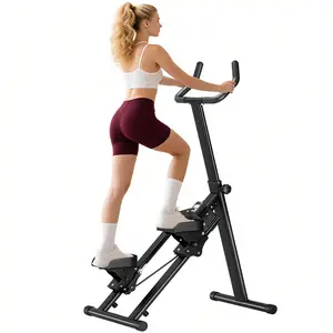 Foldable Vertical Climber Exercise Machine - 350LB Weight Capacity Full Body Workout Equipment with 6-Level Adjustable Height, 3-Level Non-Slip Pedals & LCD Monitor for Home Gym Fitness,PSBB008