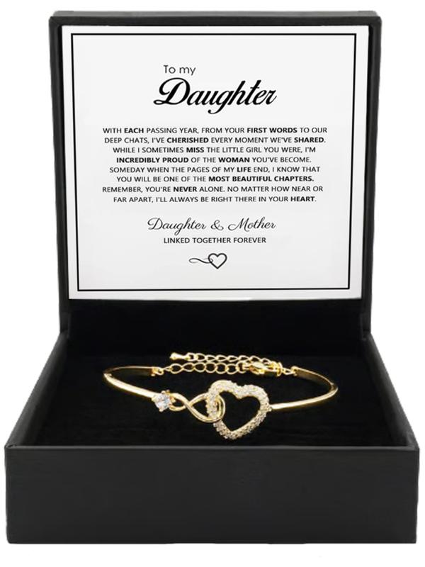 To My Daughter Forever Connected Bracelet – Infinity Heart Design, High-Quality Jewelry for Milestone Celebrations, Valentine’s Day Gift, Comes with a Gift Box