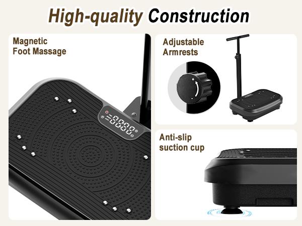 HOTWAVE Curved Vibration Plate with Armrests, Lymphatic Drainage Machine, Home Fitness Equipment, Full Body Exercise Vibration Plate for Home Fitness and Health