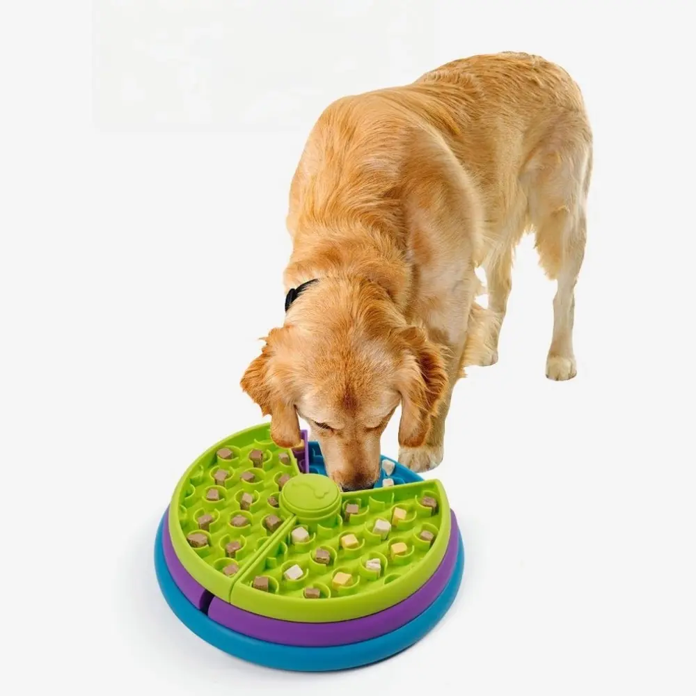 Three-Tier Turntable Maze Food Slow Feeder Bowl for Dogs, Anti-Choke Slow Eating Basin, Suitable for Large and Small Dogs, Prevents Spilling Pet Bowls, Puzzle Feeder Feeding