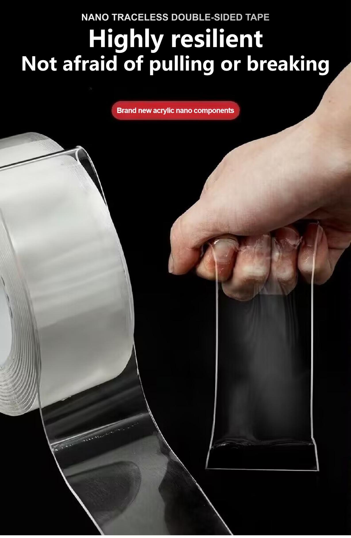 MANY [Nano Double]-Sided Transparent Tape - Strong Reusable & Waterproof Adhesive for Kitchen, Bathroom & Home Organization | Invisible Mounting Solution for Hooks, Mats & Decor