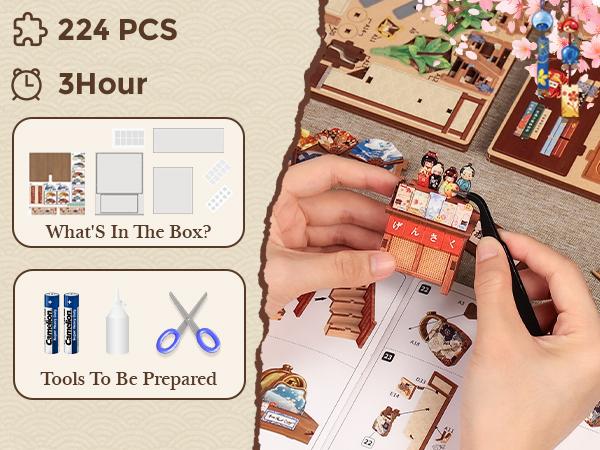 CUTEBEE Japanese Fan Shop Dollhouse Kit | Handmade 3D Wooden Miniature House Decor | Perfect Black Friday & Holiday Gift for Adults and Teens CUTEBEE Japanese Fan Shop Dollhouse Kit | Handmade 3D Wooden Miniature House Decor | Perfect Black Friday & Holiday Gift for Adults and Teens