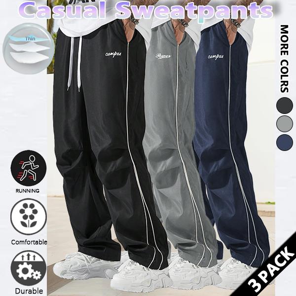 Loose Sports Pants Men's Trousers Grey Side Stripeswith Gold Accent Stripe Comfortable DesignAthleisure Style Bottoms Athletic Bottoms GymwearFitness Outfit