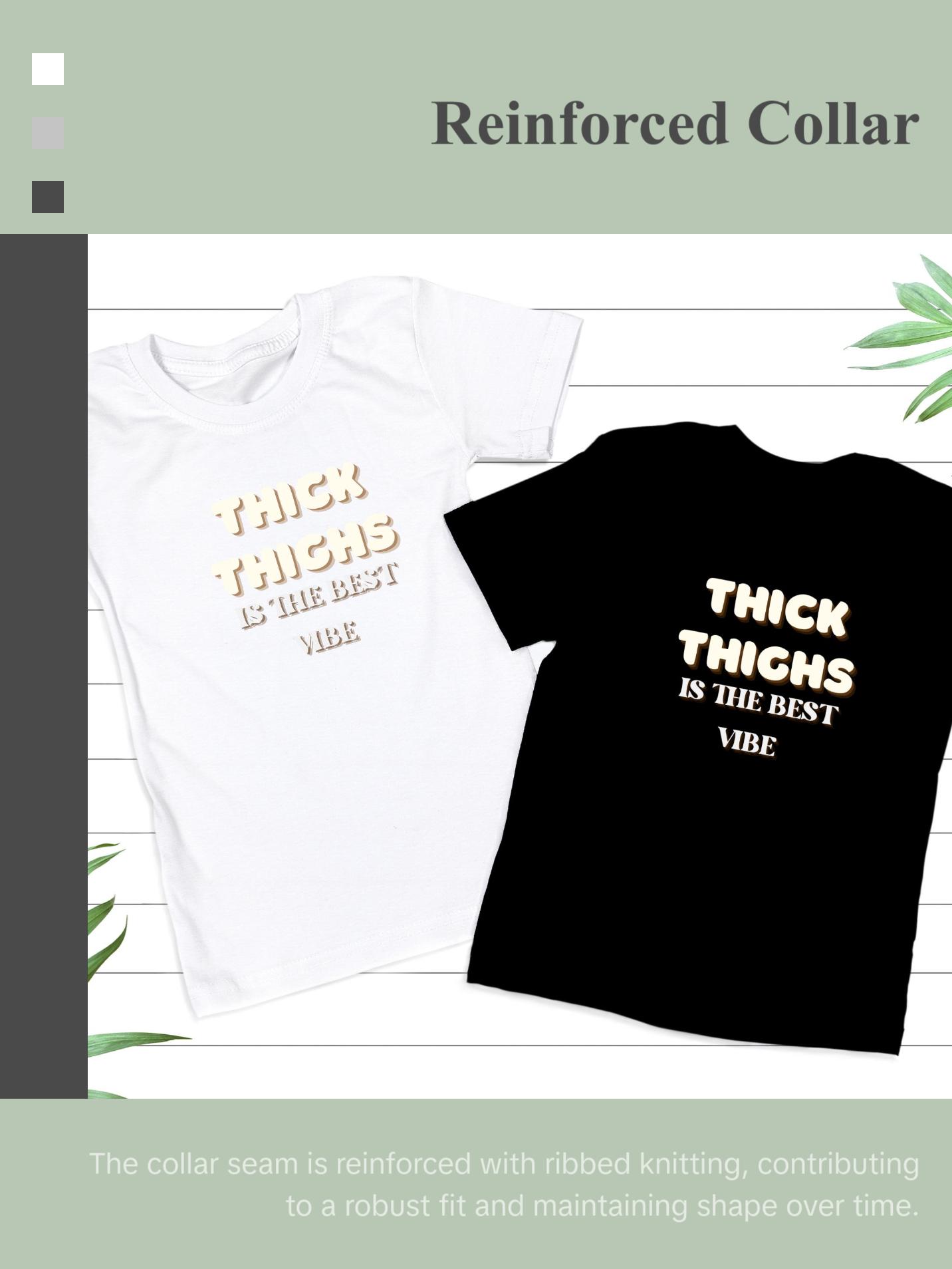 Thick Thighs Sweet Cream, Womenswear, Cotton Tshirt, Ribbed Collar Streetwear Comfort Top