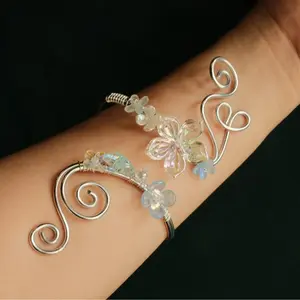Hanmade Elegant Arm Cuff – Handcraft Floral Wire Upper Arm Jewelry - Jewelry Accessories
