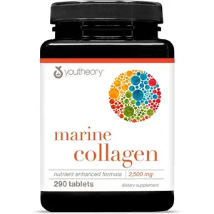 Youtheory Marine Collagen Tablets - 2,500 mg Fish-Sourced Collagen Peptides- with Vitamins A, C, E, B6 & B12 - Supports Joint & Nail Health* - Highly Absorbable - 290 Tablets (58-Day Supply)