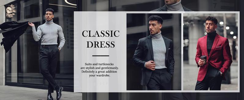 Coofandy Fall Outfits Men's Knitted Ribbed Turtleneck/High Neck Slim Fit Basic Sweater - Best Choice in Winter Casual Fabric Knitwear Menswear Soft Jacket Jeans Long Outdoor Pullover Suit   Long Sleeve Thick