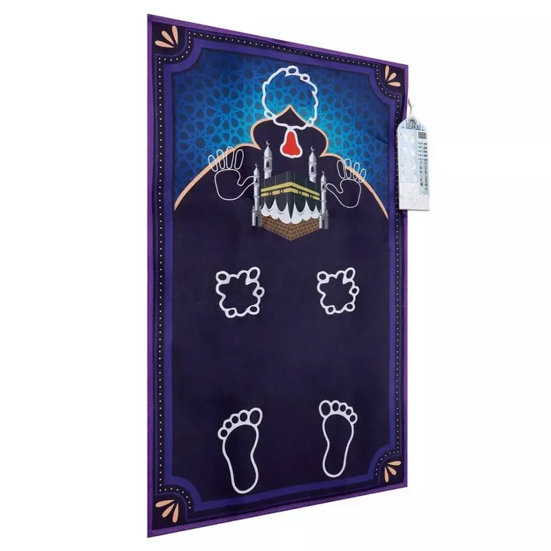 Adult Educational Interactive Prayer Mat - Islamic Gifts Muslim Blue with Quran Recitations and Hadiths
