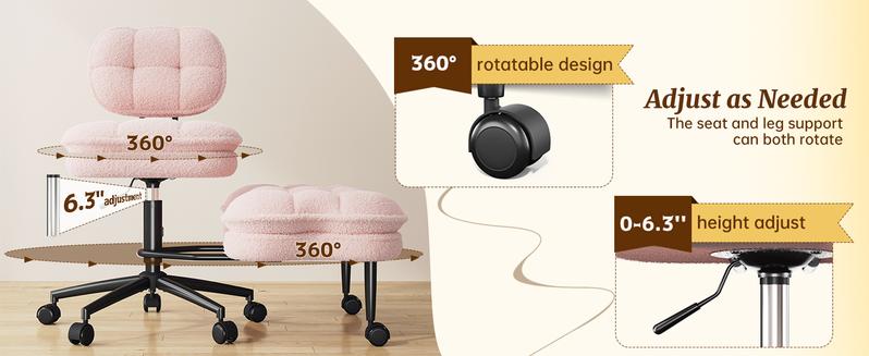 Raybee 360 Swivel Meditation Kneeling Chair with Wheels, ADHD Chair with Height Adjustable Seat for Relaxation Concentration, Cross Legged Office Chair, Pets-Friendly Home Office Furniture