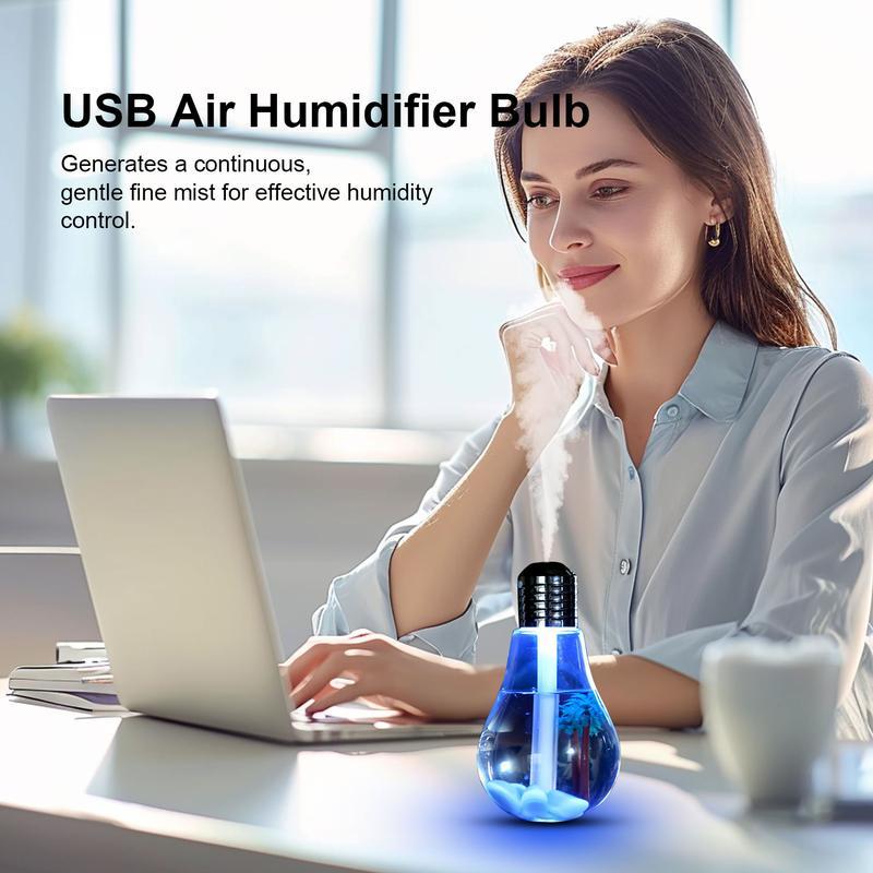 [Holiday Haul] 7-Color Auto-Changing Bulb Humidifier: 400ml Aroma Diffuser with Decorative PET Insert, 6H Quiet Mist, Essential Oil Diffuser for Home Office Yoga, Mood Light | Control: Hold 3s for Light (Auto-Cycle), Press Once for Mist
