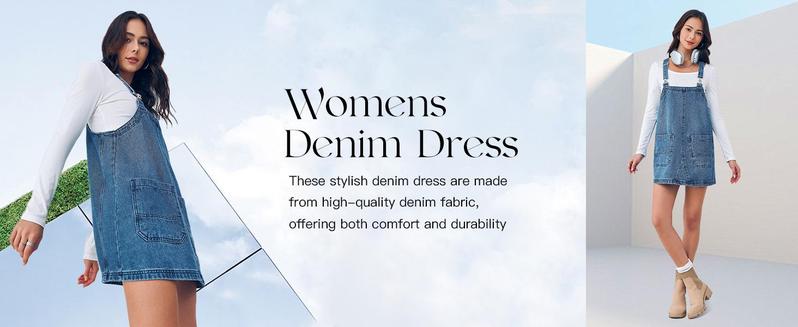 Imily Bela Women's Summer Cute Denim Overalls Dress Cozy Adjustable Strap Trendy Mini Jean Dresses