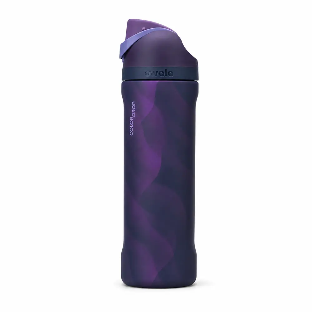 Owala “Arctic Storm” 24oz FreeSip Color Drop – Purple Northern Lights Aurora Insulated Stainless Steel Water Bottle