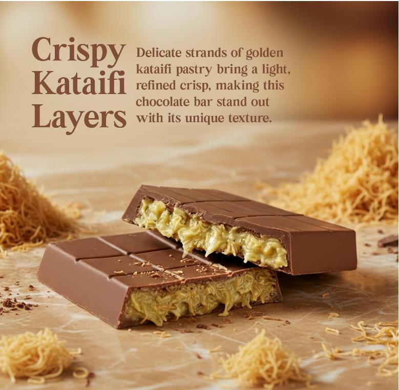 Dubai Chocolate Bar Pistachio – 2.6 oz Premium Dessert with Pistachio Cream & Kataifi Filling | Gourmet Dubai Chocolate Filling | Elegant Gift Chocolate