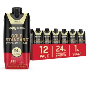Optimum Nutrition Gold Standard Protein Shake, 24g Protein, Ready to Drink Protein Shake, Gluten Free, Vitamin C for Immune Support, Vanilla, 11 Fl Oz, 12 Count (Pack of 1) (Packaging May Vary)