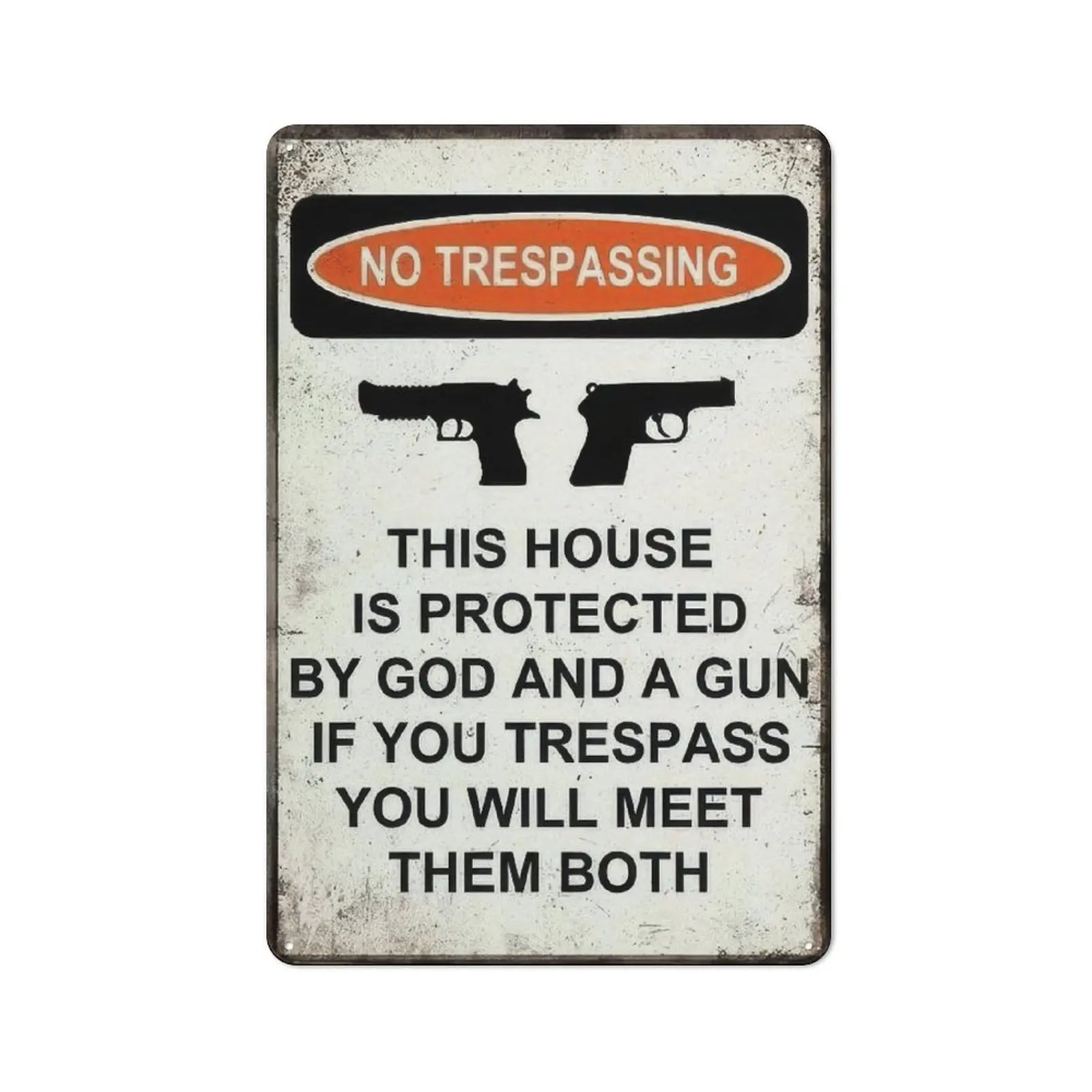 Gun Alum Sign Street Warning Sign Wall Gun Logo Novelty Metal Aluminum Logo Forbidden Trespassing This Property Subject to God and Gun Logo Garden Yard Home Decoration Farmhouse Art Wall Logo Plaque 8 x 12 inch Hanging Signs