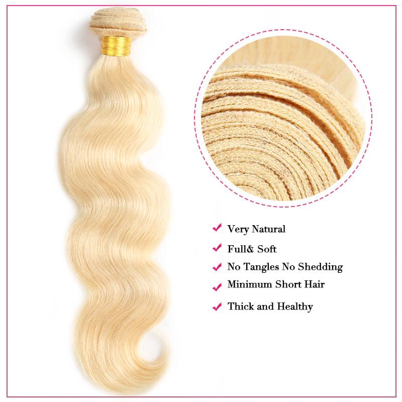 613 Blonde Human Hair Bundles Body Wave Brazilian Human Hair Bundles Straight Hair 3 Bundles