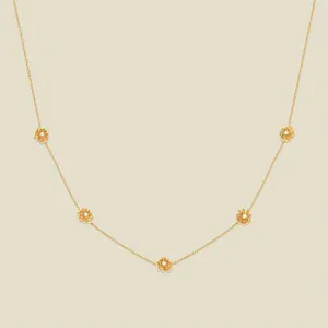 November CZ Birth Flower Station Necklace