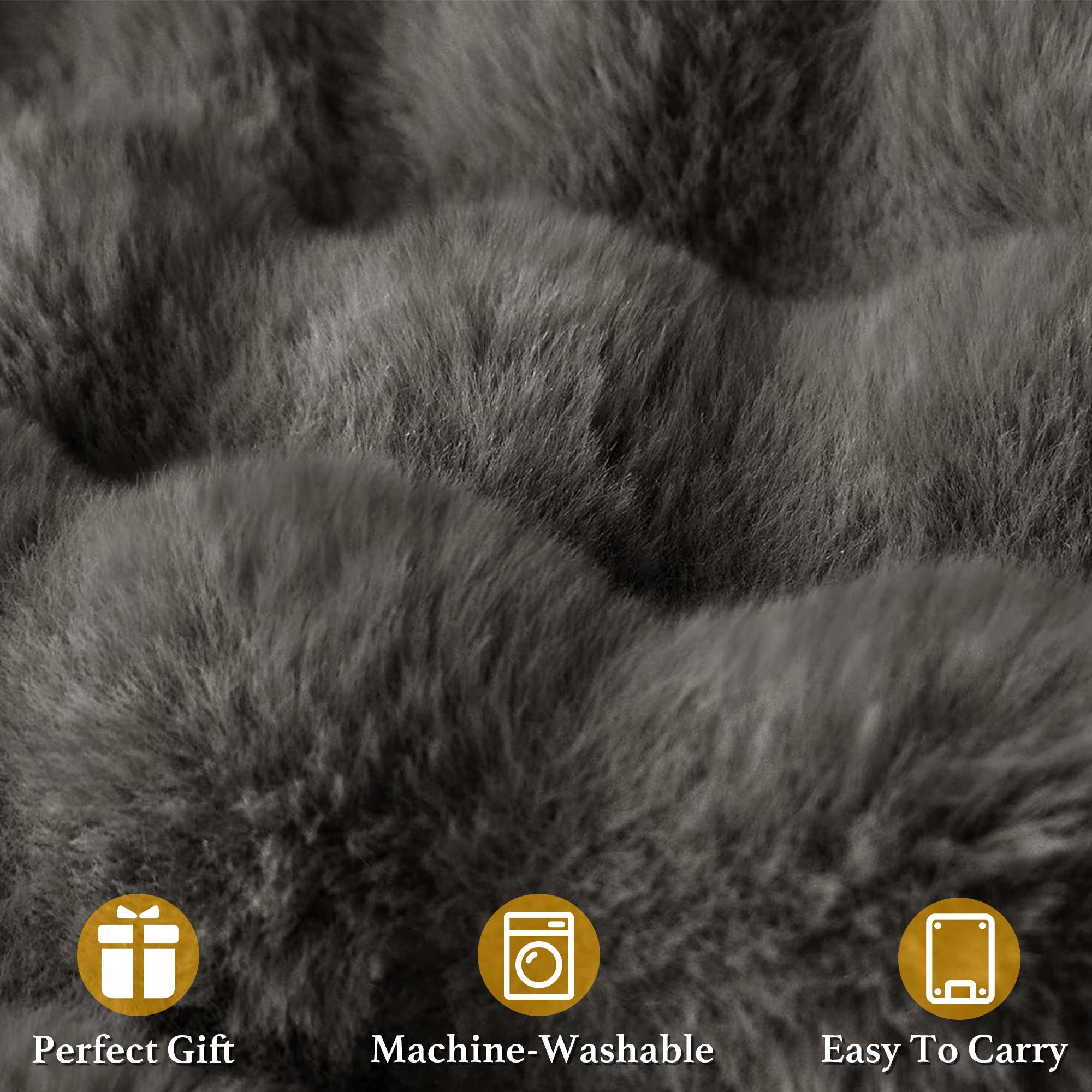 BePatio Soft Cozy Faux Rabbit Fur Blanket Queen, Fuzzy Plush Thick Bubble Blanket, Luxury Fluffy Blanket for Couch, Sofa, Bedroom, and Living Room,Throw Blanket,Gifts for Women