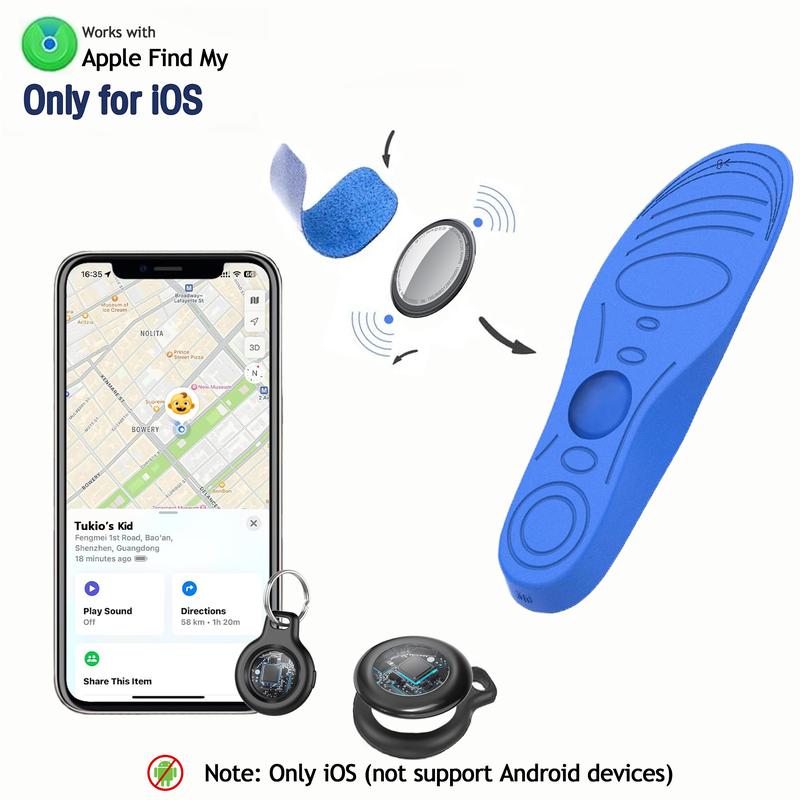 [Valentine's Day] Tukio GPS Tracker(iOS Only) for Kids & Pets Mini Clear Design Air Tag Weatherproof Case Anti-Lost Device Works with Apple Find My iOS Only IP67 Waterproof Replaceable Battery Remote Bluetooth Protection