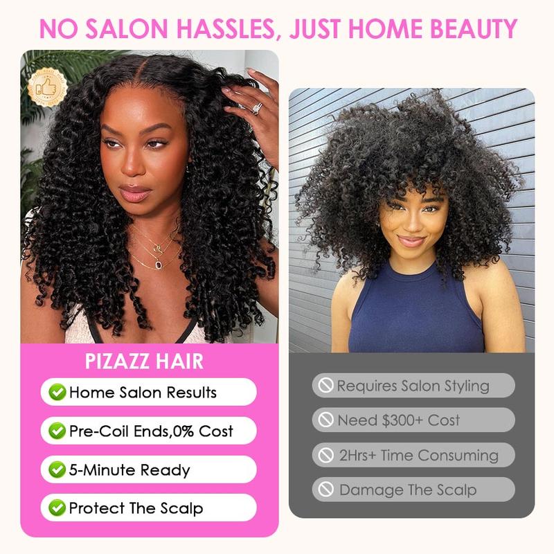 Pizazz Hair Burmese Curly Wig 13x6 HD Lace Front Wigs 100% Human Hair Pre- Everything Glueless Wig Human Hair With Drawstring Beginner Friendly