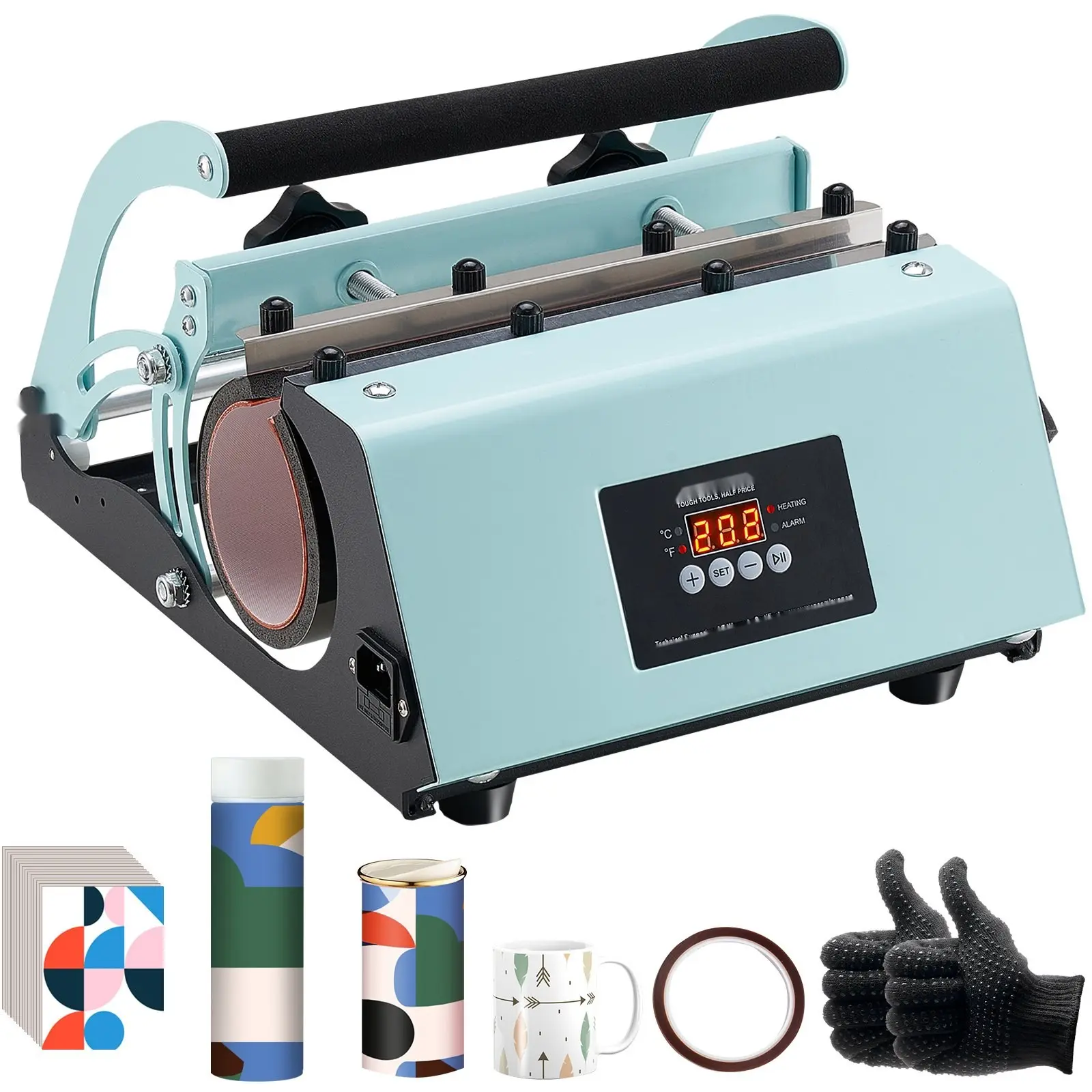 Tumbler Heat Press Machine For 11-30oz Mugs And Tumblers, Sublimation Mug Press For Home Use, Digital Temperature And Time Control, Stable Clamping, Nonstick Heating Plate, Green Finish