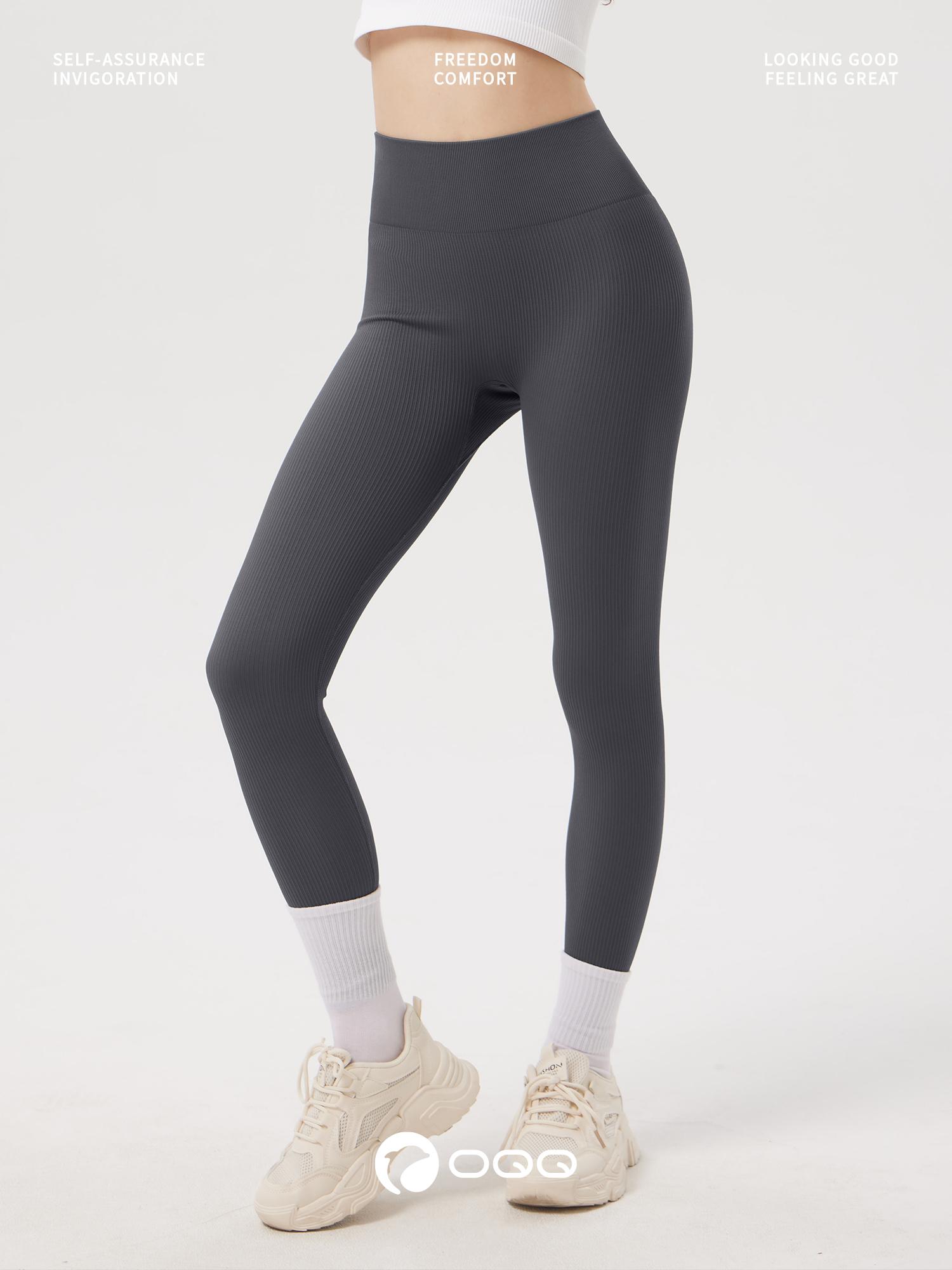 OQQ Women's Yoga Pants Ribbed Seamless Workout High Waist Bell Bottoms Flare Leggings Comfort SpringStatements