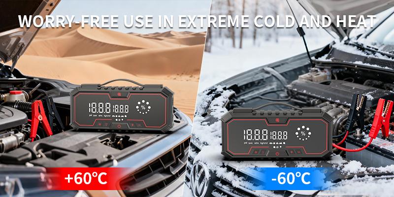 【Kapeezi】 Portable Car Emergency Starter  Suitable for all gasoline engines and 6L diesel engines. 160PSI Tire Inflator 12V Battery Starter 18000mAh Power Bank with LED Light.