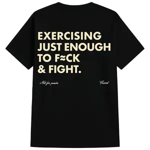 Exercising Just Enough Graphic T-Shirt - Cotton Crewneck Short Sleeve for Men & Women, Casual Funny Gym Streetwear, Everyday Comfort Top