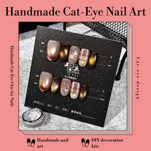 New cat-eye design nail art, handmade DIY nail decorations, personalized high-end nail art.