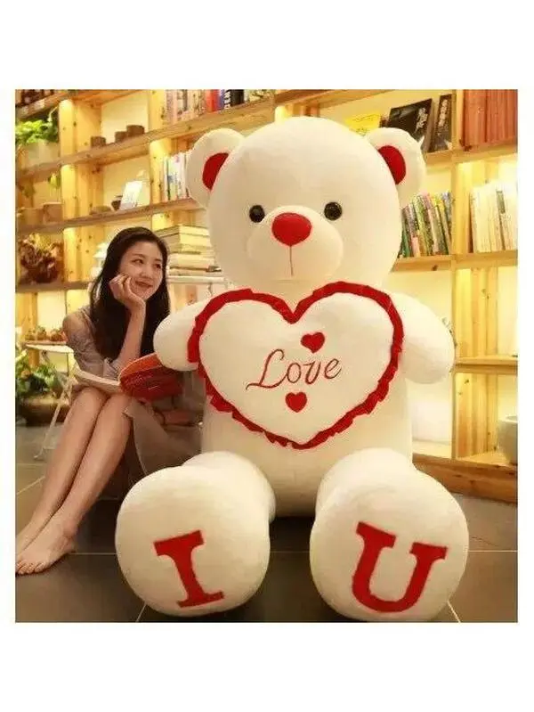 80-100cm Cute Look Love Ted Heart Plush Toy, PP Cotton Soft Touch Stuffed Pillow Doll, Unisex 3+ Years Mini Gift for Friends & Family (Birthday/Valentine’s Day, Toys & Hobbies Specialty DIY Supplies)