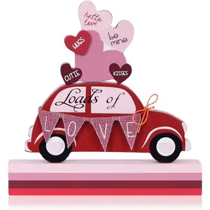 Valentine's Day Decorations, Red Truck Wood Block Set Valentine's Day Decor, Heart Ornaments Valentine Decor, Love Sign Valentine Decorations for Home, Mantle, Dining Table
