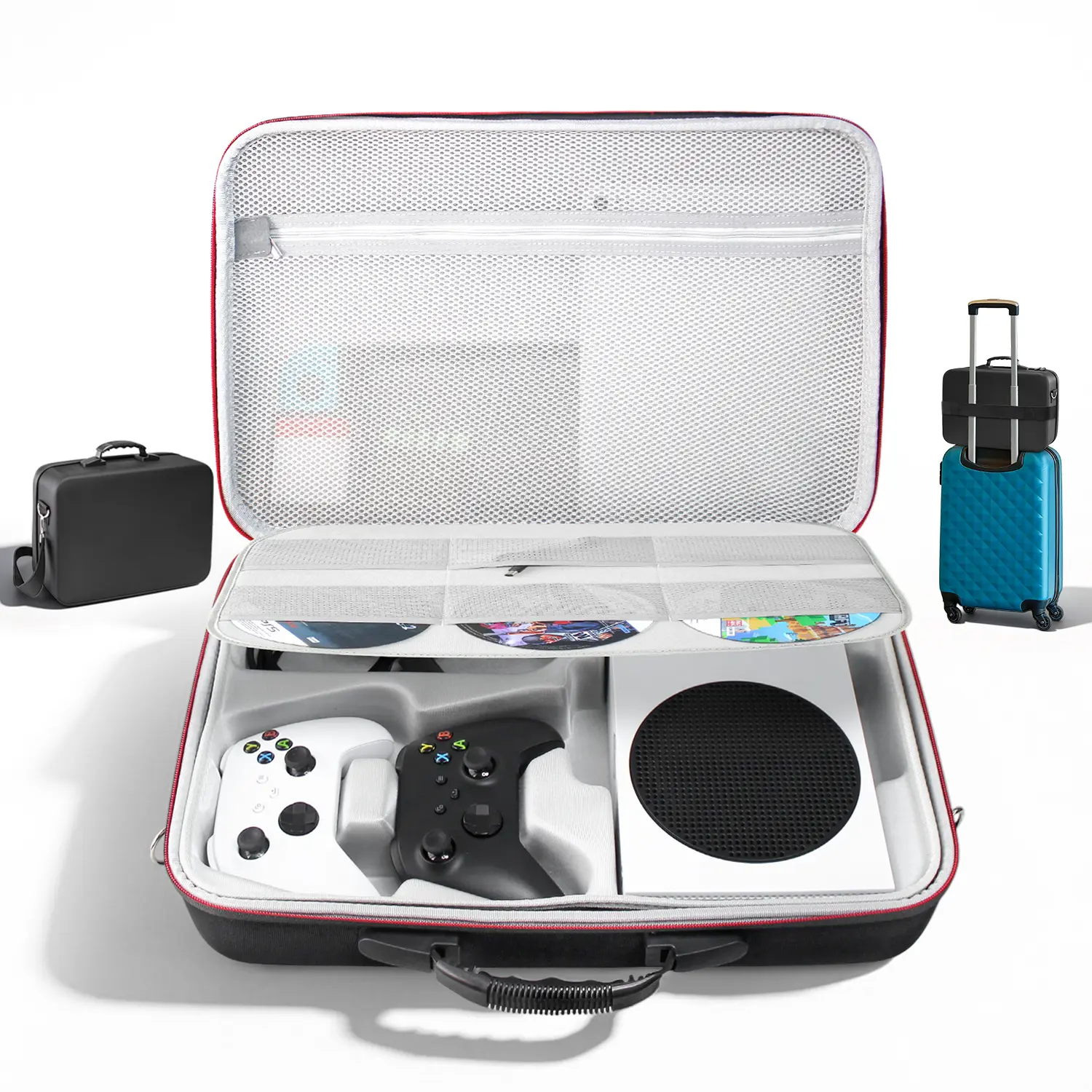 Xbox Series S Carrying Case Hard EVA Shell, Waterproof Shockproof Dustproof Travel Bag for Xbox Series S Console, Large Capacity Holds Controller Headset Games Cables, Impact Resistant Protective Pouch, Essential Gift for Gamers