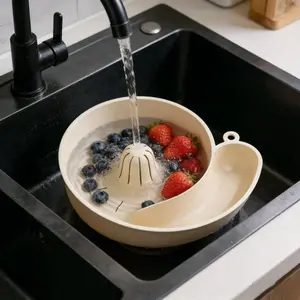 Aesthetic Snail Automatic Washing Basket - 360° Rotating Drainer for Fruits & Vegetables, Food Grade PP Material