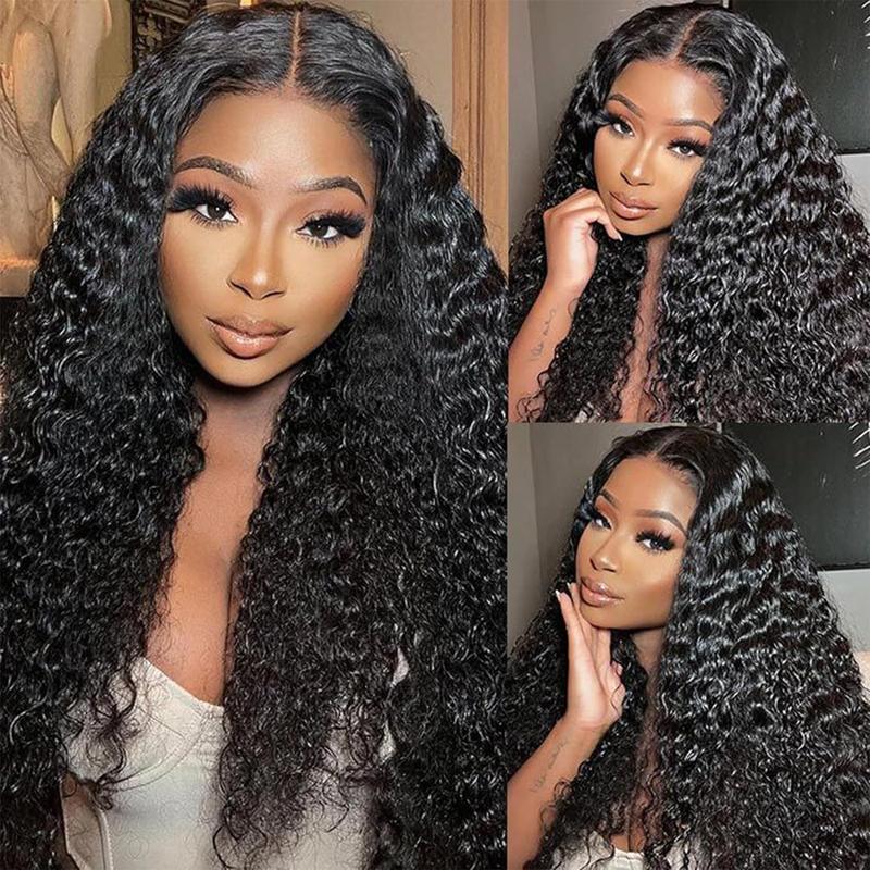 Bling Hair HD Glueless Closure Transparent Deep Wave 5X5 9X6 Lace Frontal Brazilian Human Hair Wig For Women 13X6 Glueless Closure HumanHair Wig Ready To Wear Glueless Wig 180 Density 28 30 INCH